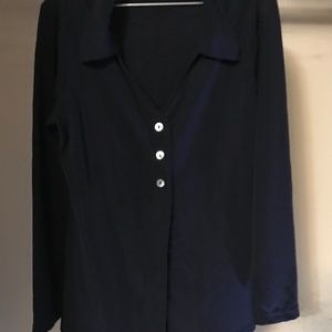 Navy Blue Wrapper blouse top